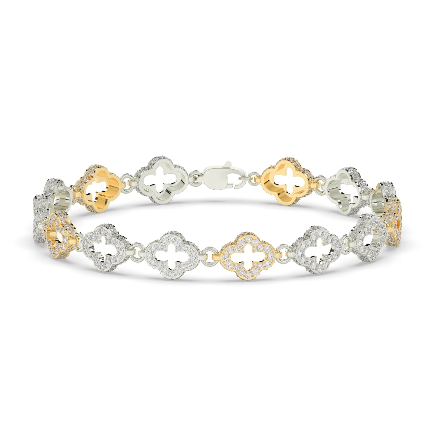 Two-Tone Clover Cross Bracelet