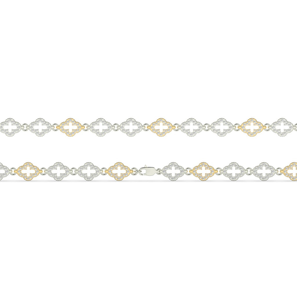 Two-Tone Clover Cross Bracelet