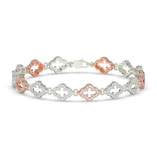 Two-Tone Clover Cross Bracelet