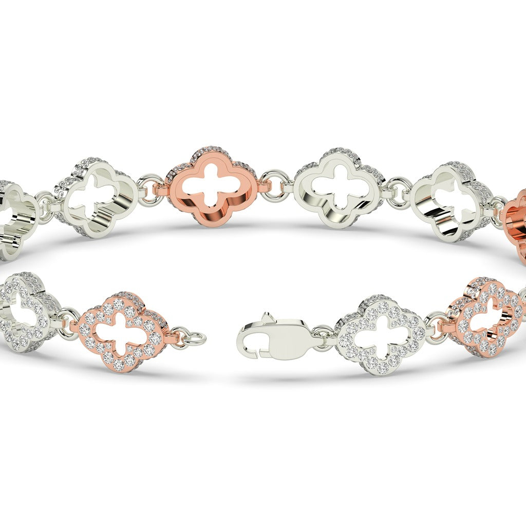 Two-Tone Clover Cross Bracelet