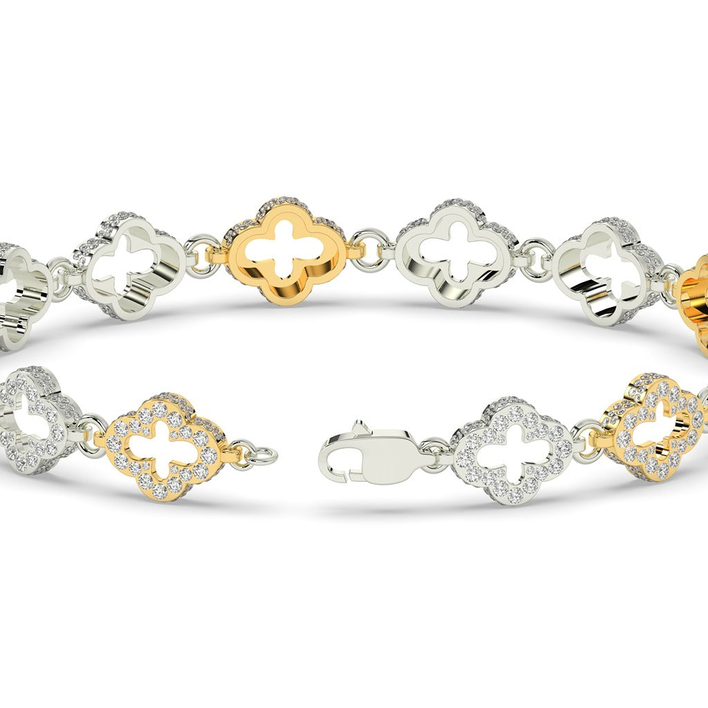 Two-Tone Clover Cross Bracelet