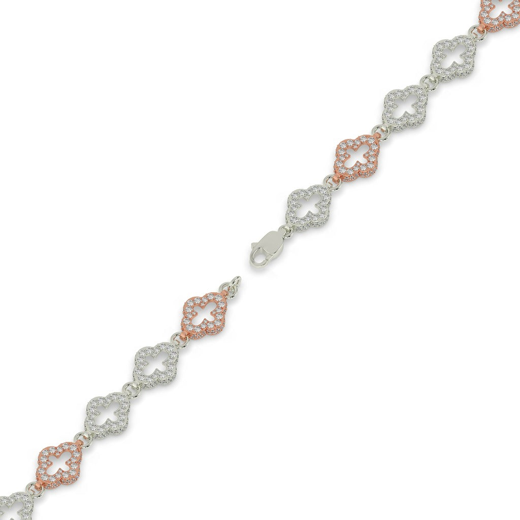 Two-Tone Clover Cross Bracelet