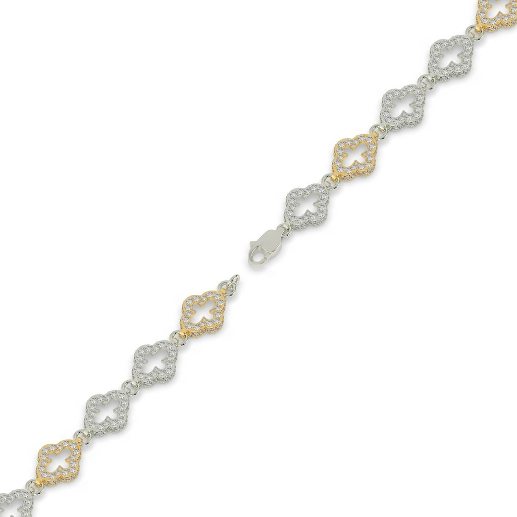 Two-Tone Clover Cross Bracelet