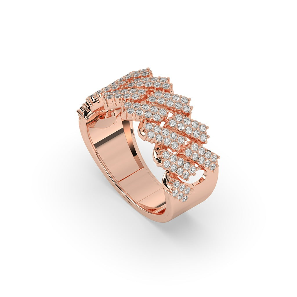 Bold Diamond Link Pattern Ring