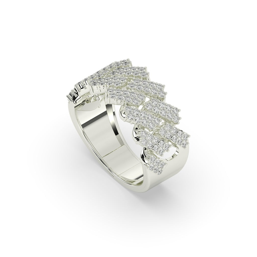 Bold Diamond Link Pattern Ring