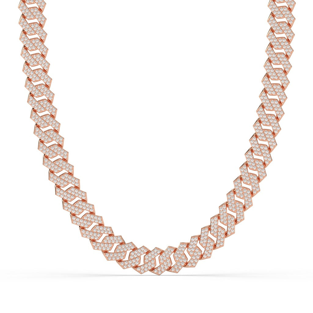 Iced Rose Gold V-Link Chain