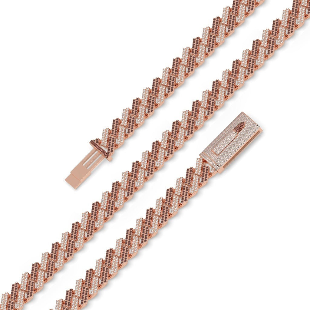 Brown Diamond Gold Cuban Chain