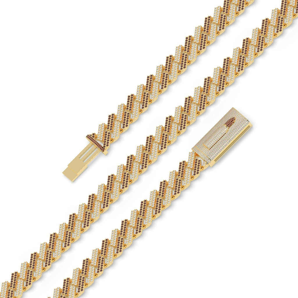 Brown Diamond Gold Cuban Chain