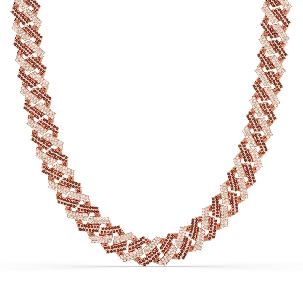 Brown Diamond Gold Cuban Chain