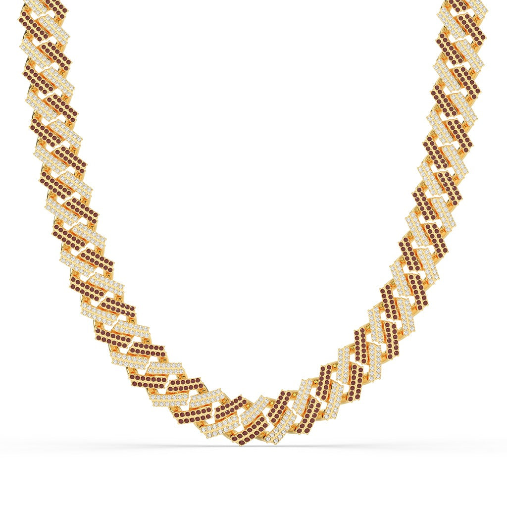 Brown Diamond Gold Cuban Chain