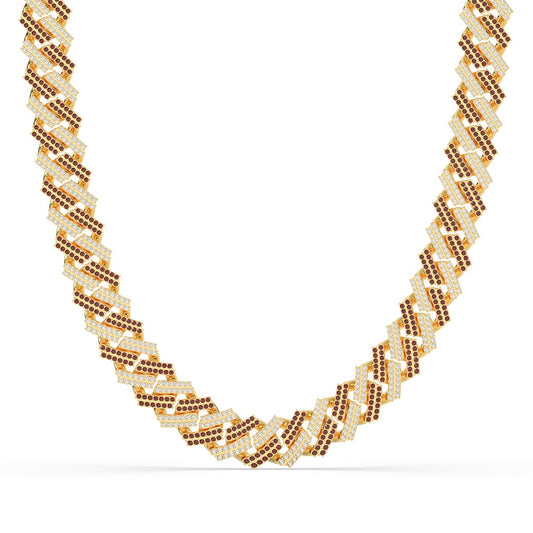 Brown Diamond Gold Cuban Chain