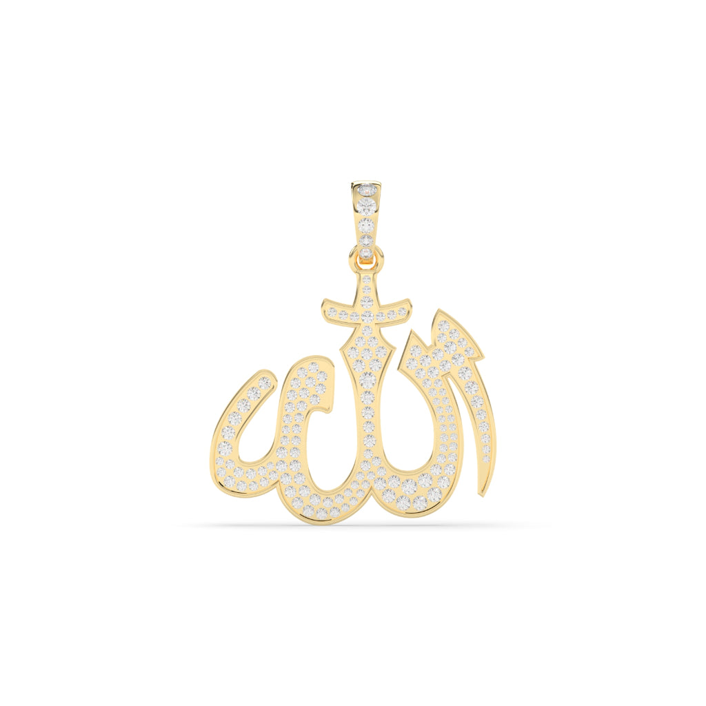 Allah Name Gold Diamond Pendant