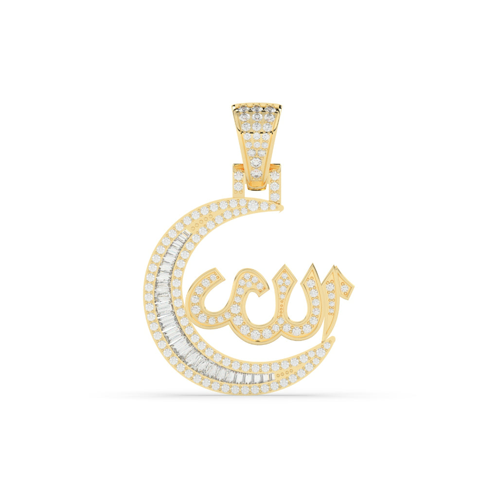 Allah Name Moon Shape Pendant