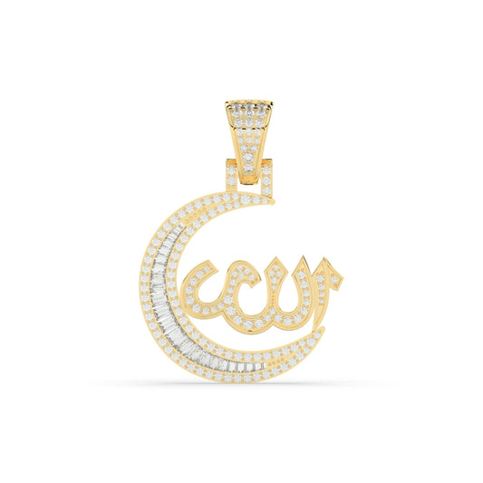 Allah Name Moon Shape Pendant