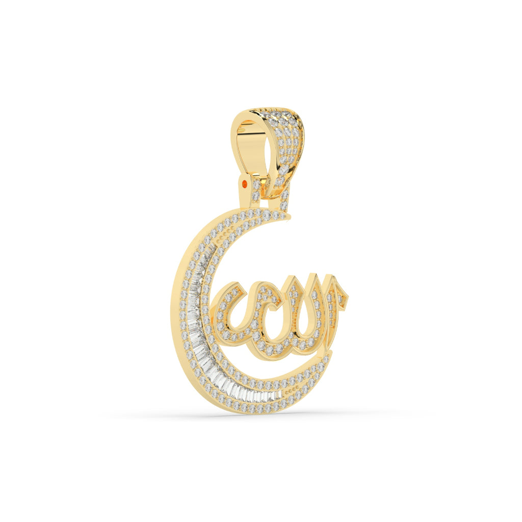 Allah Name Moon Shape Pendant