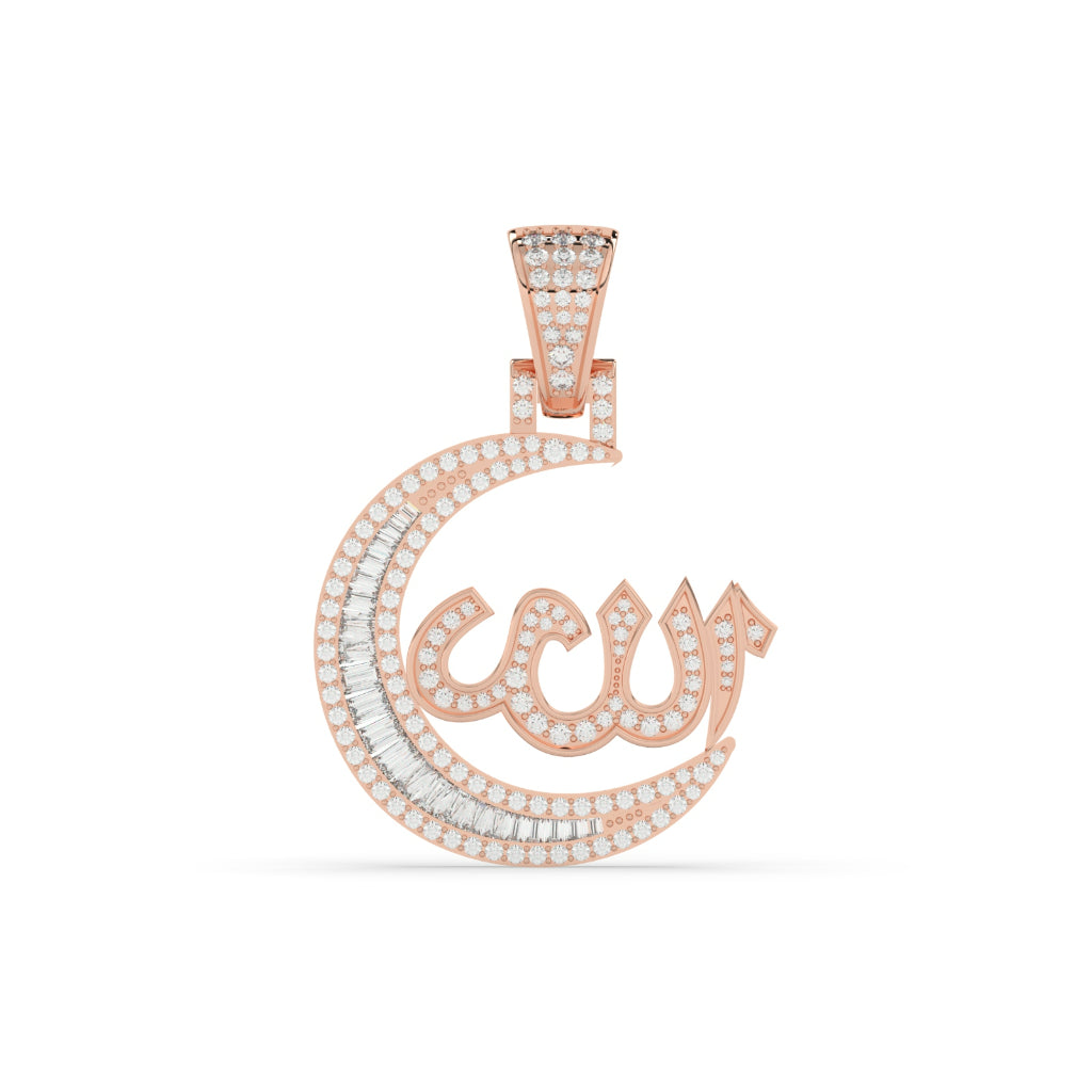 Allah Name Moon Shape Pendant