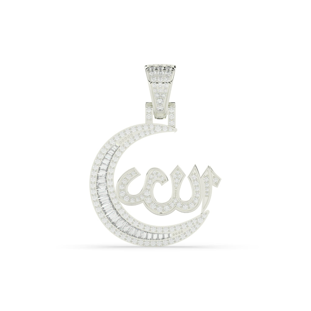 Allah Name Moon Shape Pendant