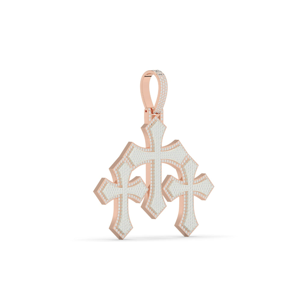 Triple Gothic Cross Gold Pendant