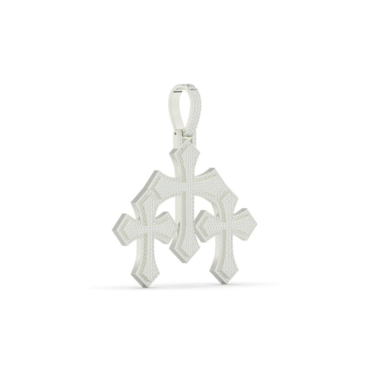 Triple Gothic Cross Gold Pendant