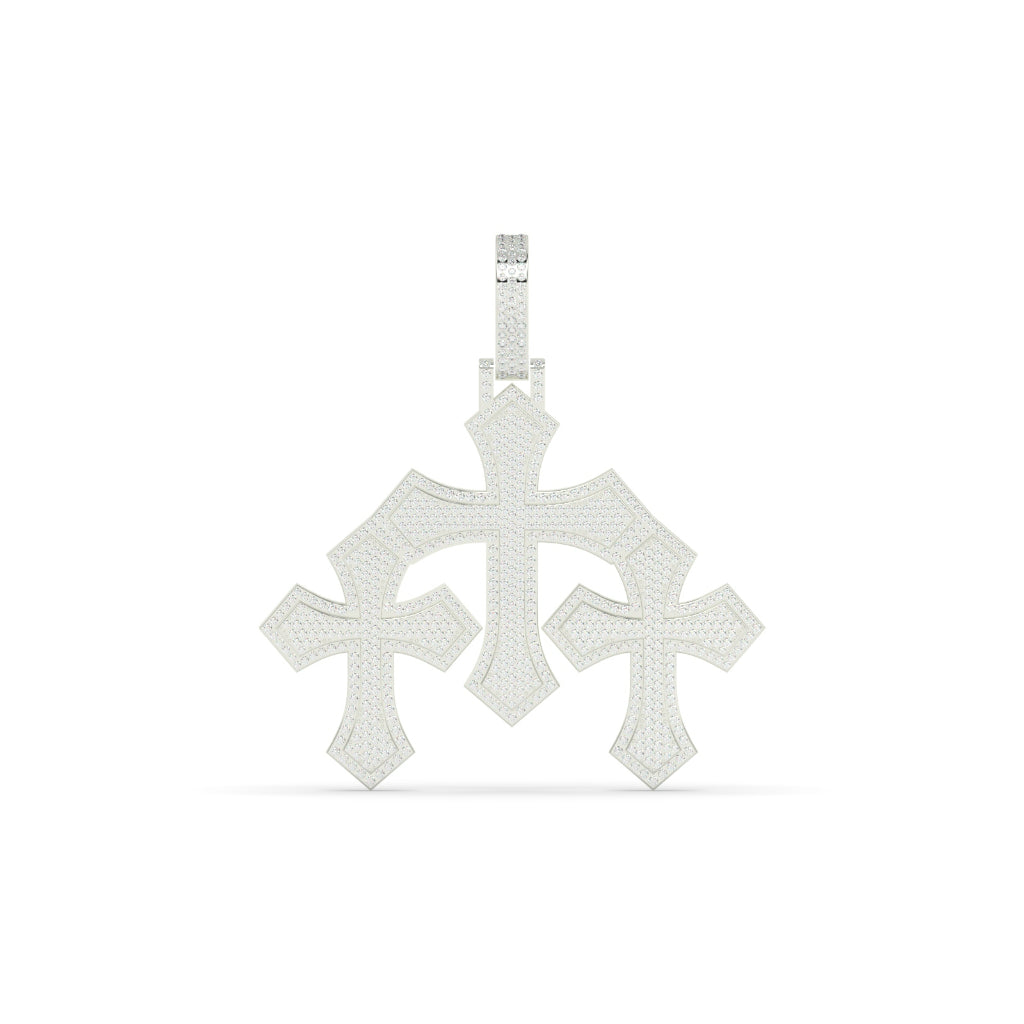 Triple Gothic Cross Gold Pendant