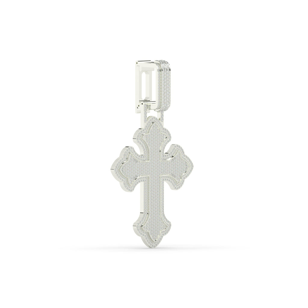 Elegant Diamond Curved Cross Pendant