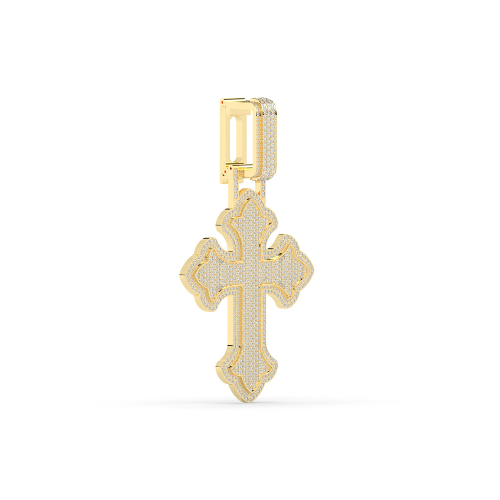 Elegant Diamond Curved Cross Pendant