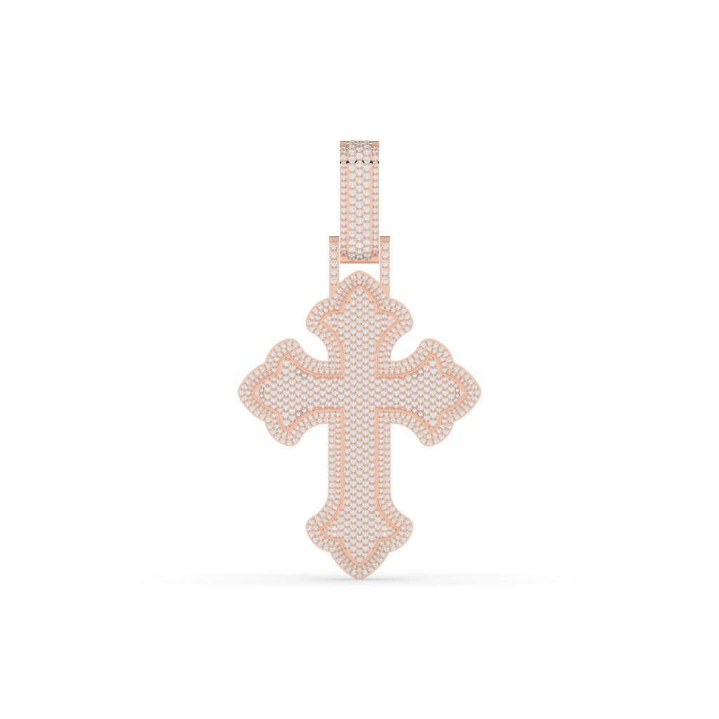 Elegant Diamond Curved Cross Pendant
