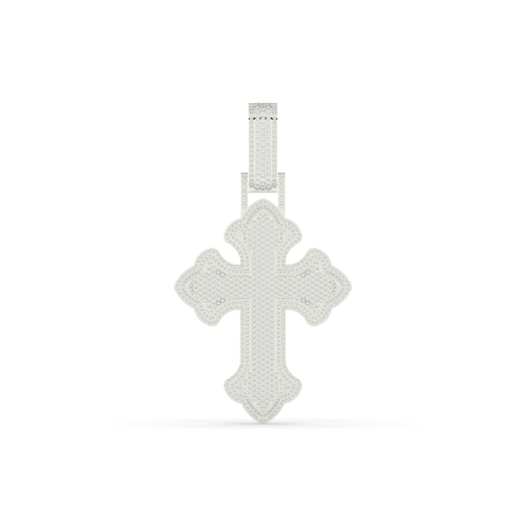Elegant Diamond Curved Cross Pendant