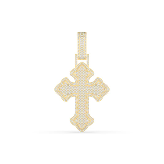 Elegant Diamond Curved Cross Pendant