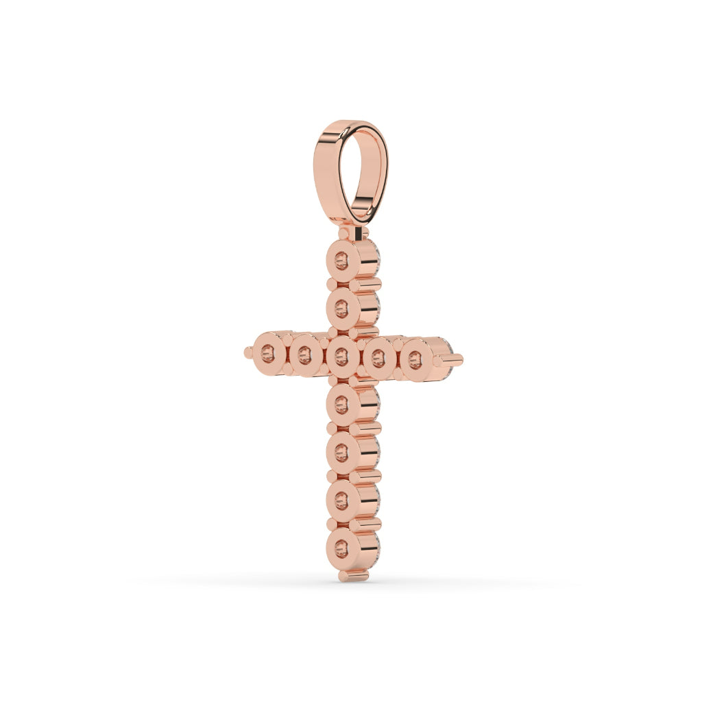 Classic Round Diamond Cross Pendant