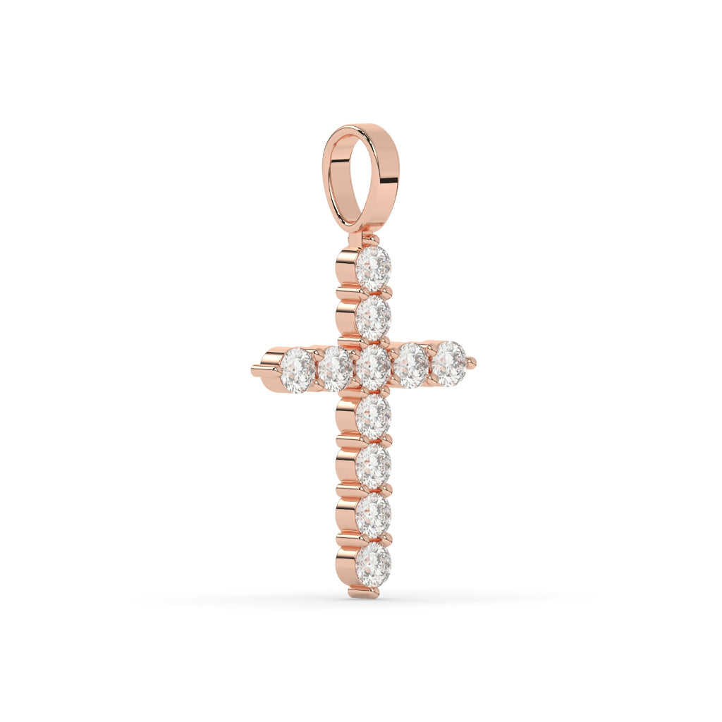 Classic Round Diamond Cross Pendant
