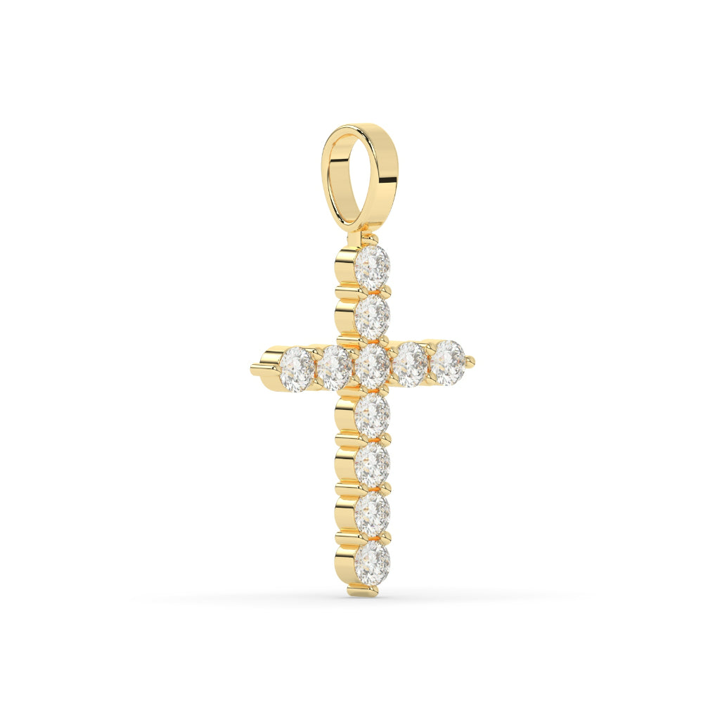 Classic Round Diamond Cross Pendant