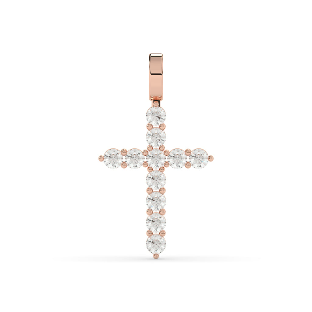 Classic Round Diamond Cross Pendant