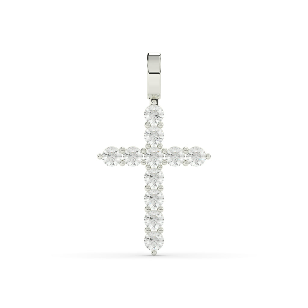 Classic Round Diamond Cross Pendant
