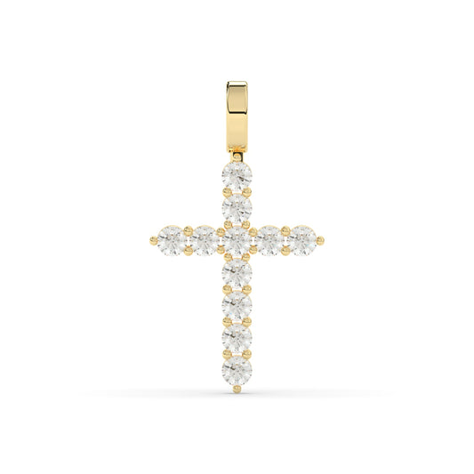 Classic Round Diamond Cross Pendant