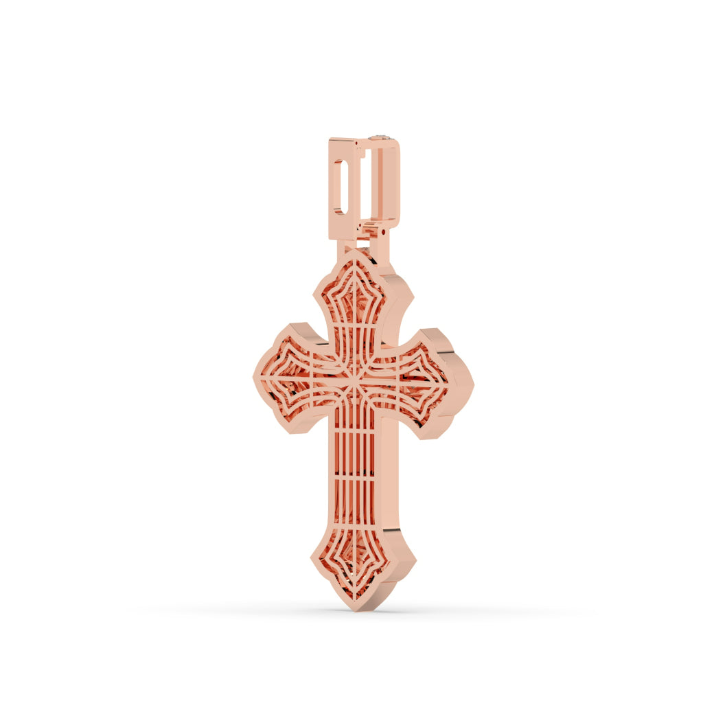 Iced Curved Gothic Cross Pendant