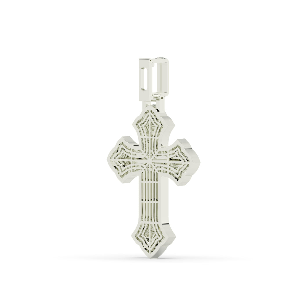 Iced Curved Gothic Cross Pendant
