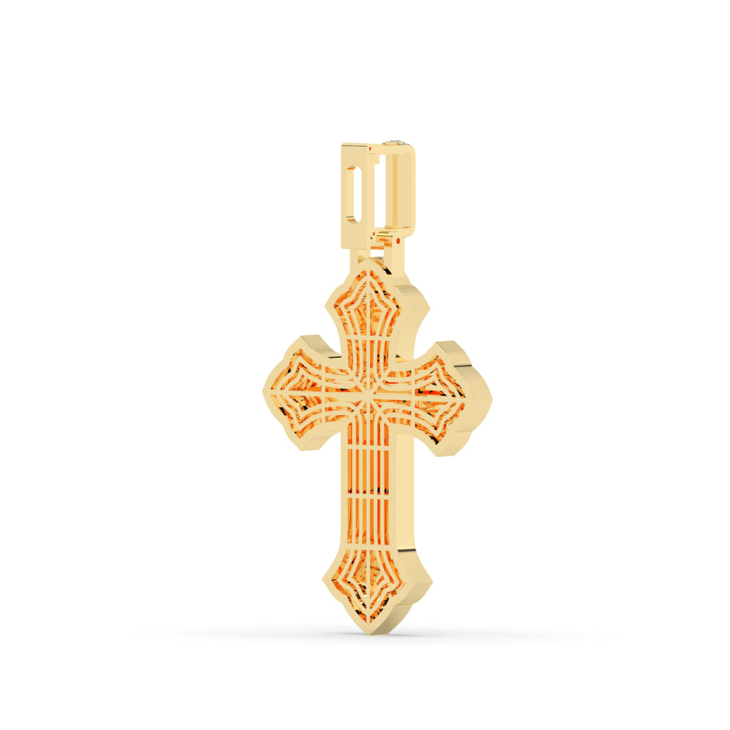 Iced Curved Gothic Cross Pendant