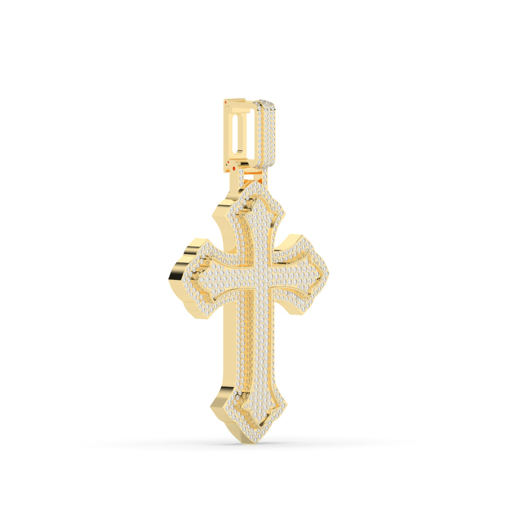 Iced Curved Gothic Cross Pendant