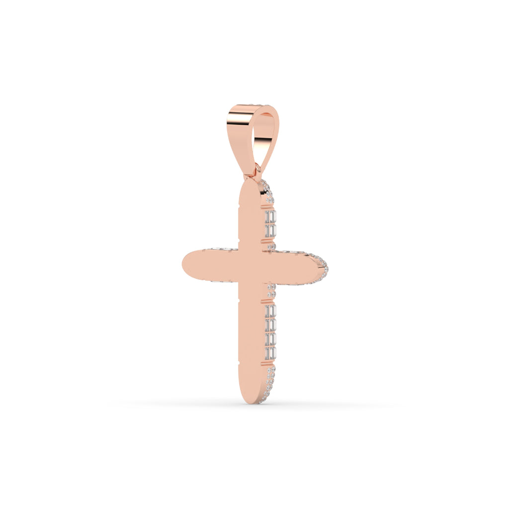 Baguette Bullet Diamond Cross Pendant