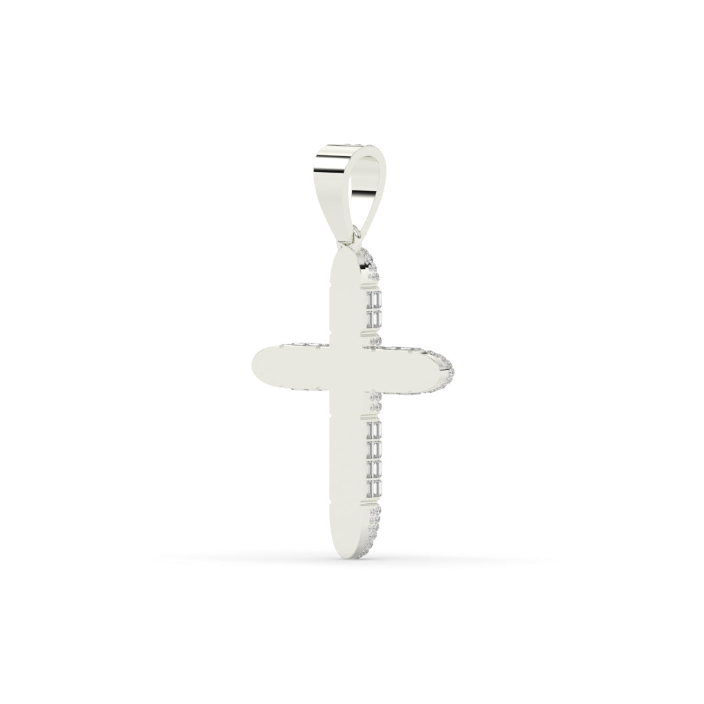 Baguette Bullet Diamond Cross Pendant