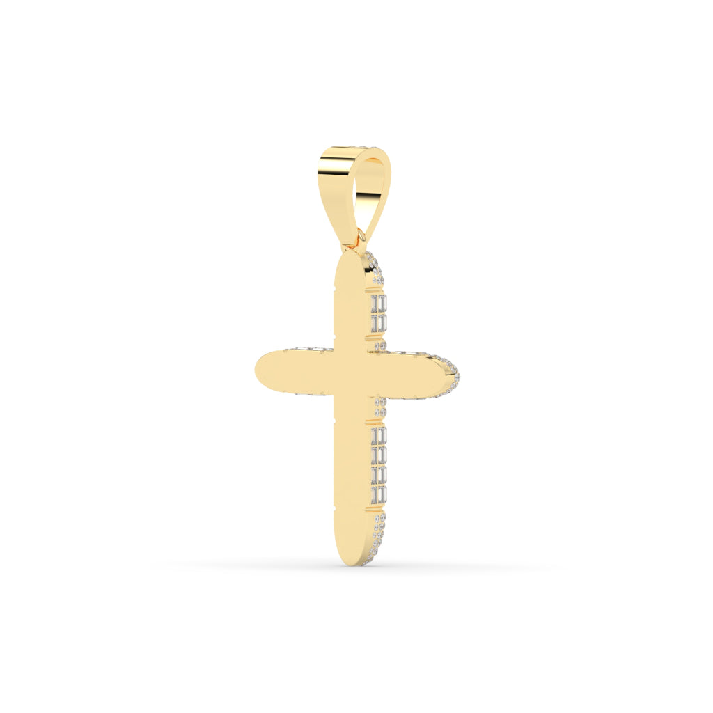 Baguette Bullet Diamond Cross Pendant