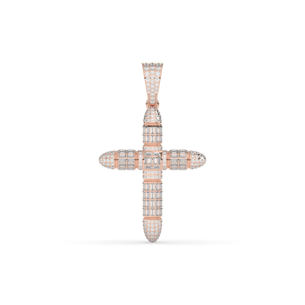 Baguette Bullet Diamond Cross Pendant