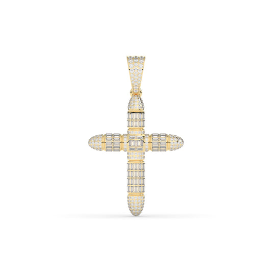 Baguette Bullet Diamond Cross Pendant