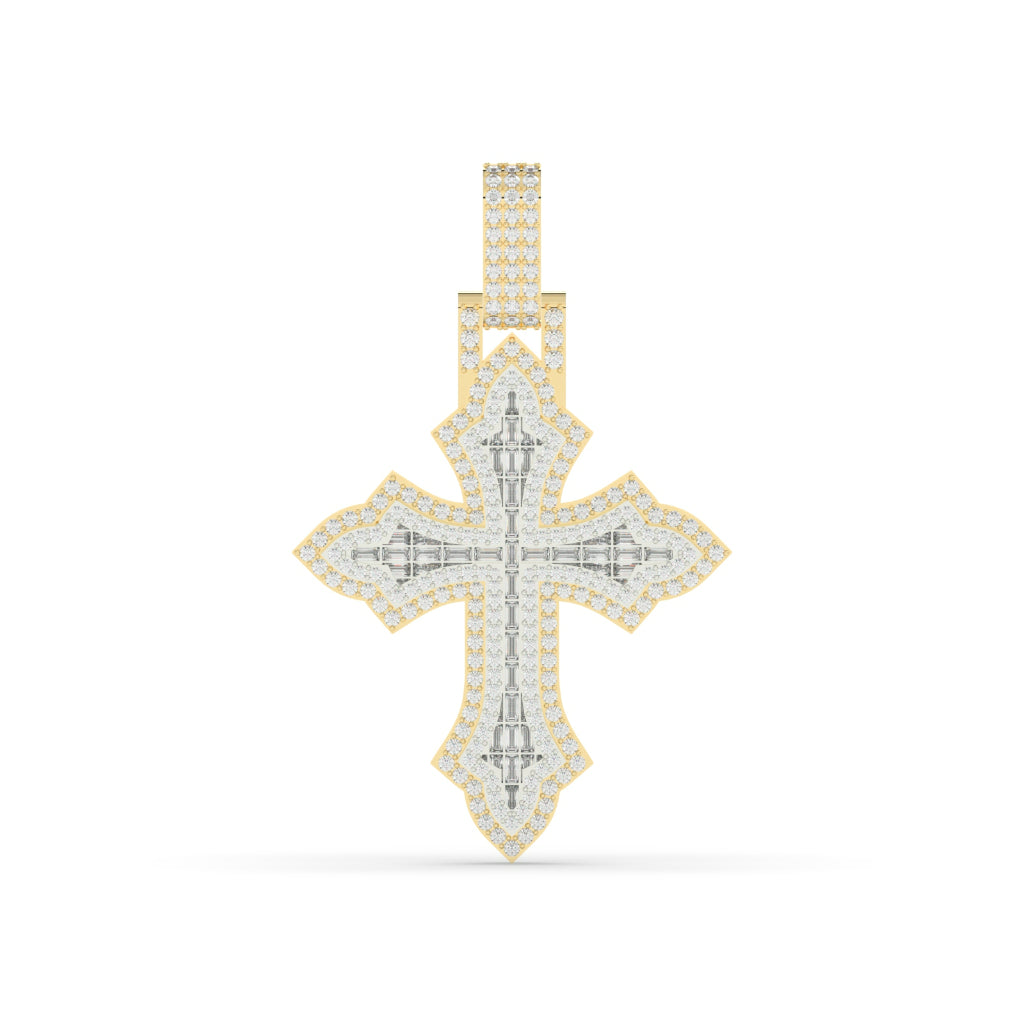 Iced Out Fleur Cross Pendant