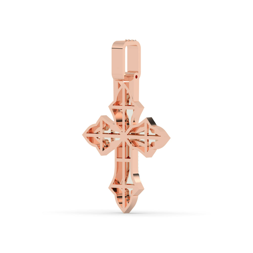 Iced Out Fleur Cross Pendant