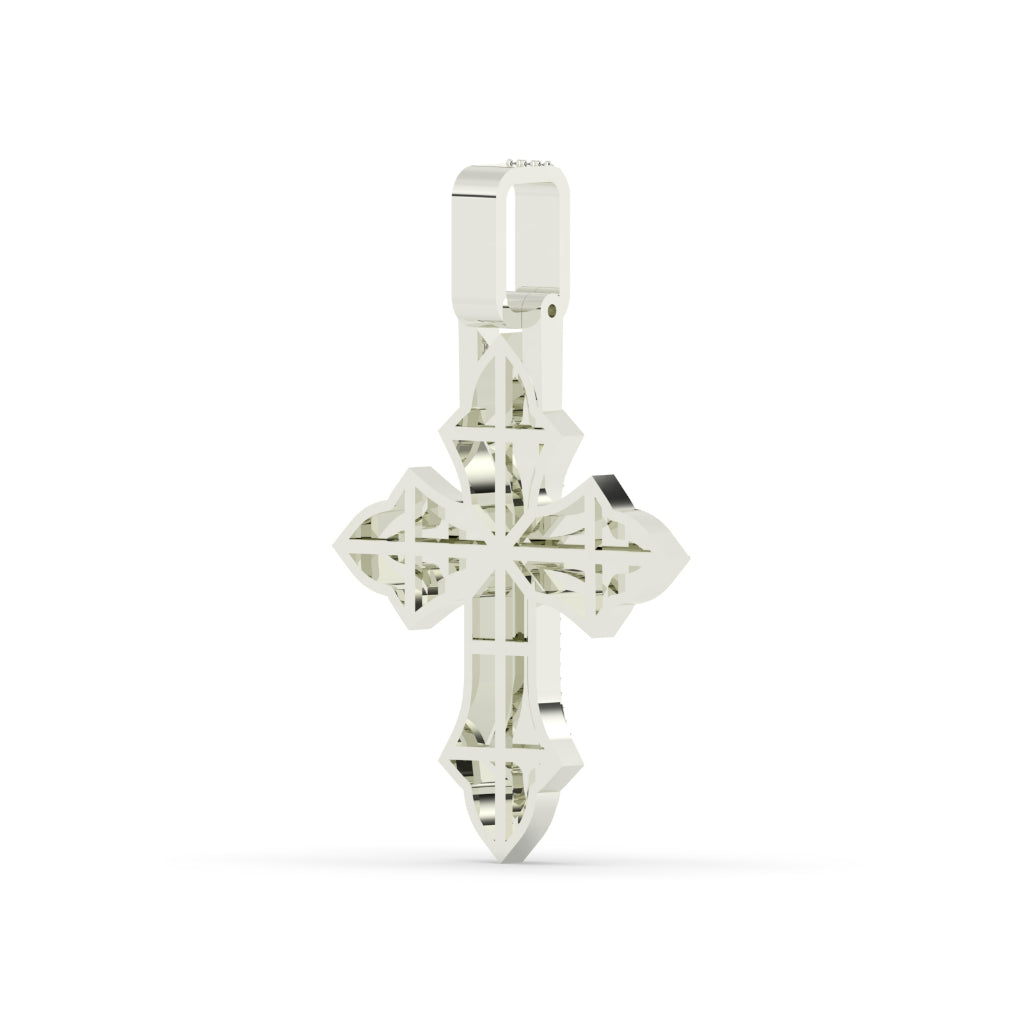 Iced Out Fleur Cross Pendant