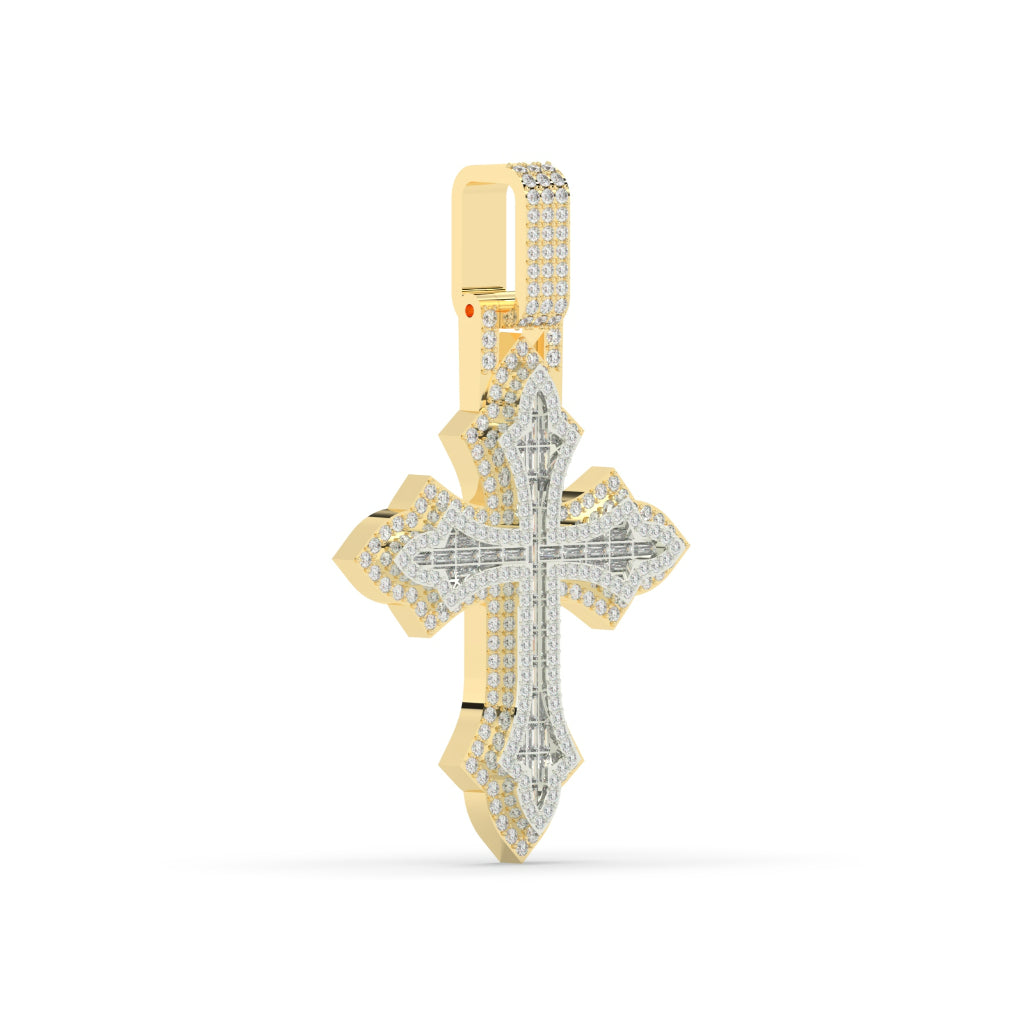 Iced Out Fleur Cross Pendant