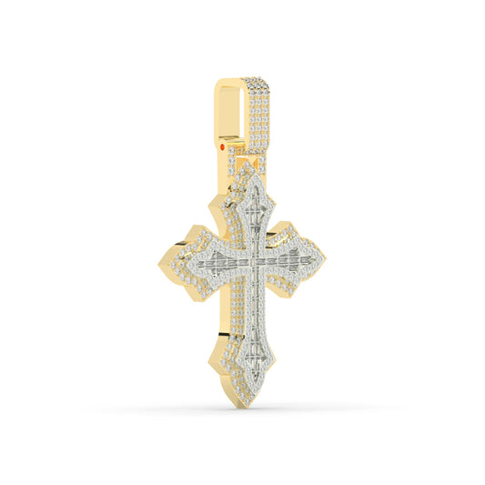 Iced Out Fleur Cross Pendant