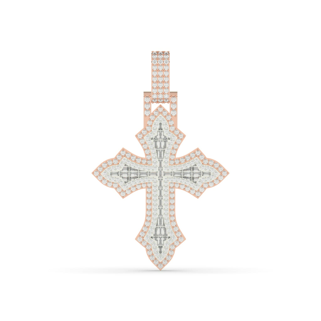 Iced Out Fleur Cross Pendant